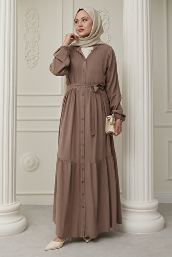 InStyle Viscose Mink Dress with Punt on the Front