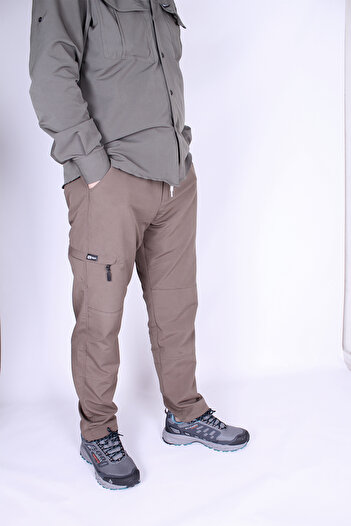 Nikbin Jogger Παντελόνι Lycra Comfortable Fit Corduroy E-elastic Waist - καφέ