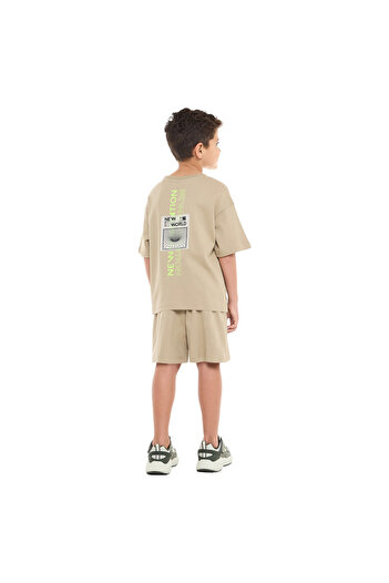 Victor and Jane Boys' Jacquard Set – Olive Color Striped Design with Textured Material