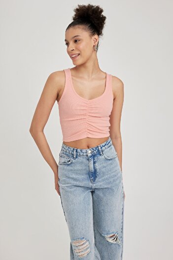 DeFacto Coool Fitted Crop Basic Düz Fitilli Kaşkorse Atlet B1660ax23hs