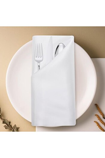 Kotonia Home Set of 10 Kotonia Home Table Napkins - 45x45 cm, Damask Satin DeLux, 100% cotton, White