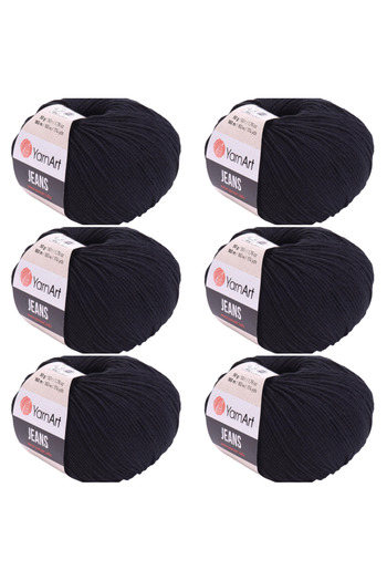 Yarnart Soft Textured Jeans 6-Piece Hand Knitting Thread Set, Baby Friendly Cardigan and Amigurumi