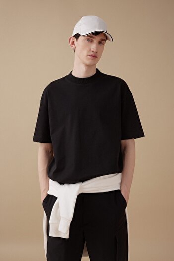 DeFacto Oversize Wide Fit Crew Neck Basic μονόχρωμο κοντομάνικο μπλουζάκι B4933AX24SP