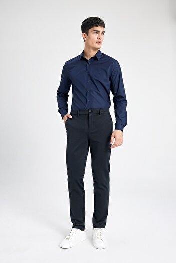 DeFacto 100% Cotton Slim Fit Slim Fit Italian Collar Non Iron Non-Ironing Long Sleeve Shirt A7803Ax24Sp