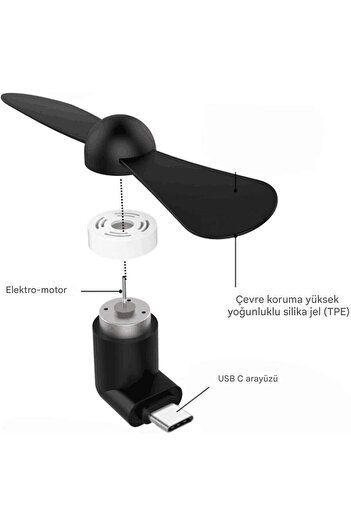 Generic Sokelinn Six Tip C Telefon Fanı - Mini USB C Soğutma El Fanları Taşınabilir Yaz Soğutucu