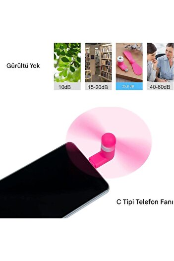 Generic Sokelinn Six Tip C Telefon Fanı - Mini USB C Soğutma El Fanları Taşınabilir Yaz Soğutucu