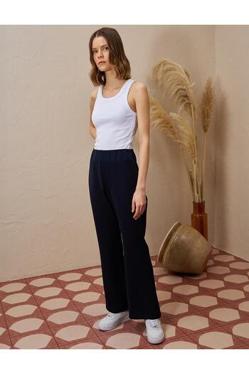 Kayra Flare Fit Trousers Dark Navy Blue