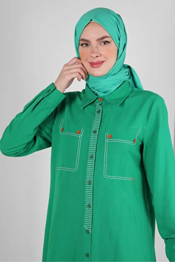 Alvina BUTTONED LINEN TUNIC WITH STITCH DETAIL 43606