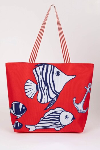 DeFacto Women's Fish Patterned Canvas Handbag B9071Axns