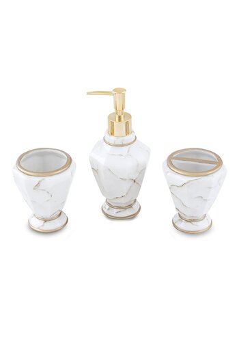 Linens White 3 Pcs Aldonsa Bathroom Set