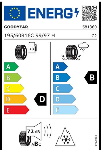 Goodyear 195/60 R16C 99/97H Vector 4Seasons Cargo Oto Dört Mevsim Lastiği (Üretim:2024)