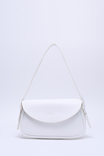 SHAKA White Shk150 Faux Leather Lined Snap Fastener Adjustable Strap Hand, Arm and Shoulder Bag