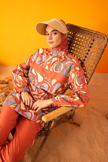 DeFacto 3-teiliges Burkini-Set mit Hijab-Badeanzug und Muster - B5225ax24sm
