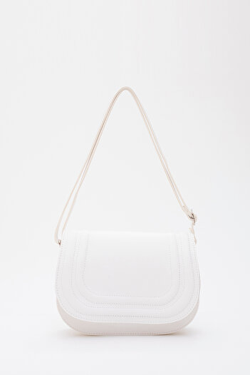 SHAKA White Shk93 Faux Leather 2 Compartments Adjustable Strap Arm And Shoulder Bag L:15 E:23 W:6 Cm