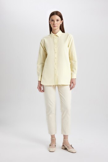 DeFacto Relax Fit Poplin Long Sleeve Shirt Tunic B8314ax24sp