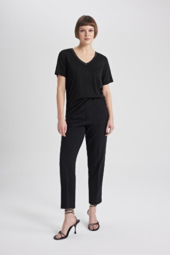 DeFacto Regular Fit V-Neck Short Sleeve T-Shirt K5057Az24Sp