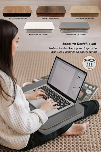 HAMUR Keyif Çalışma Tepsisi Yastıklı Dizüstü Bilgisayar Laptop Kucak Yatak Koltuk Kahvaltı Diz Minderli