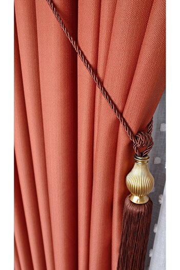 Yuka Orange Panel Backdrop Curtain, Luxury Heavy Weight 1/3 Folded Solid Color