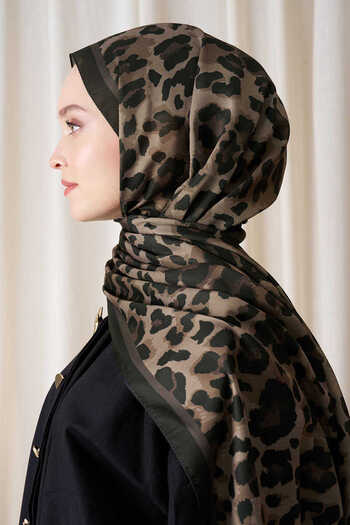 Madame Polo Σάλι Historical Leopard Pattern - Bitter Brown