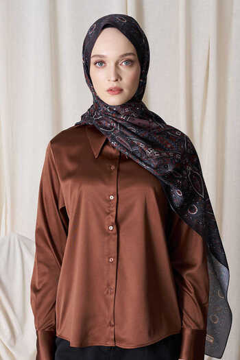 Madame Polo Ιστορικό σάλι Livia Pattern - Bitter Brown