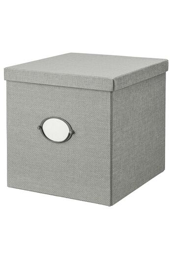 IKEA KVARNVIK Storage box with lid, grey, 32 x 35 x 32 cm