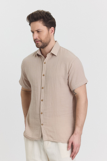 KURULAR RİZE BEZLERİ MUSLIN COLLARED KISAKOL SHIRT