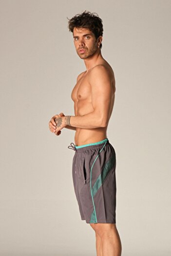 LUGMO Men's Swim Shorts - Zipper Pocket Polyester Water Repellent Irritation What Lining Anthracite K-151