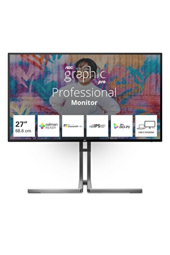 Aoc Monitor LED IPS 4K UHD, 60Hz, 4ms HDMI USB Type-C, Pivot, USB Negru,
