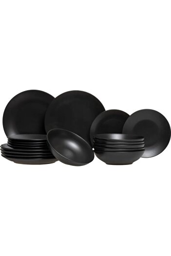 Tavola Black Dinner Set 18 Pcs Ceramics Farfurii Dining Set Plate Set Dishwasher Microwave Safe London