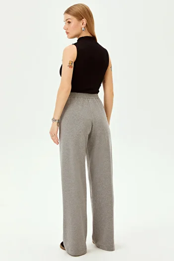 Allyco Regular Gray Knitted Trousers with Elastic Waist