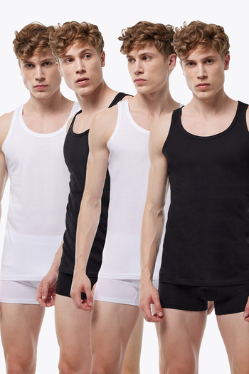 Malabadi Men's 4 Pack Black White Modal Summer Coolness Undershirt 4m082