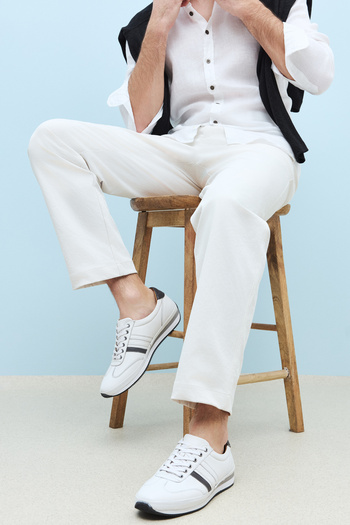 Ziya White Men's Genuine Leather Sneakers - 1511002 Z060