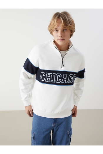 LC Waikiki Stand Collar Long Sleeve Printed Men's Sweatshirt