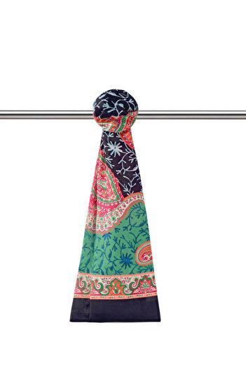 Bursa İpek Black Paisley Pattern Soft Shawl
