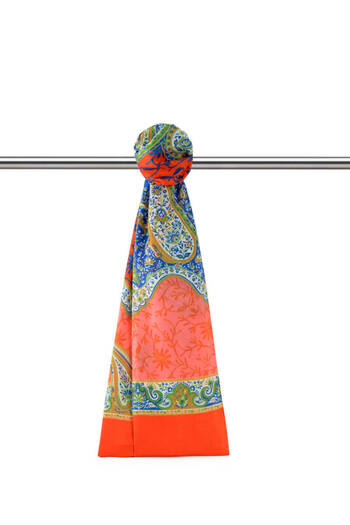 Bursa İpek Orange Paisley Pattern Soft Shawl