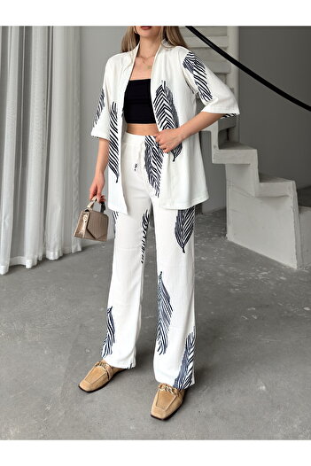 AFROGİYİM Women's Relaxed Fit Kimono Bottom Top Suit