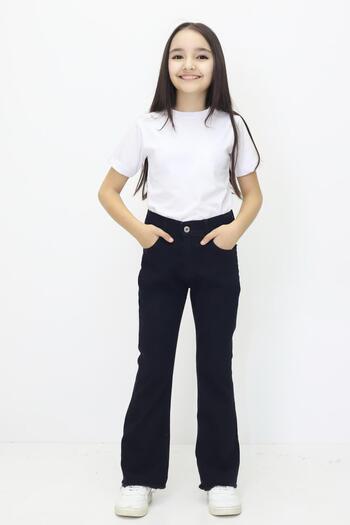 RAPİDO LİFE Kız Çocuk Melek Kanatlı Kalp Kabartması Boru Paça Likralı Jeans Kot Pantolon (6-12 Yaş Arası)