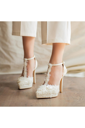 EYLÜL SHOES 35 GELİNLİK AYAKKABISI DANTEL İŞLEMELİ PLATFORMLU RAHAT GELİN AYAKKABISI