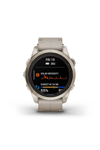 Garmin FENIX 7S PRO - SAPPHIRE SOLAR EDITION- SOFT GOLD SS WITH LIMESTONE LEATHER BAND