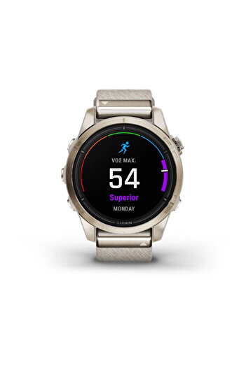 Garmin EPIX PRO (GEN 2) SAPPHIRE EDITION- 42MM -SOFT GOLD WITH CREAM HEATHERED NYLON BAND ,