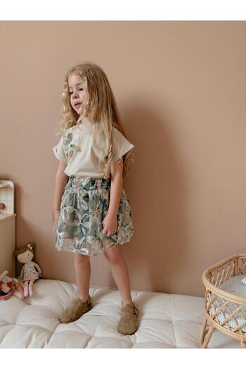 YİGİT BUTİK Yigit Butik Floral Patterned Skirt Girl's Bottom Top Set