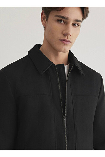 Mavi Black Faux Leather Jacket Regular Fit 0110538 -71379