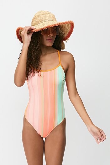 C&City Rope Strap Swimsuit 7768 Orange/Mint