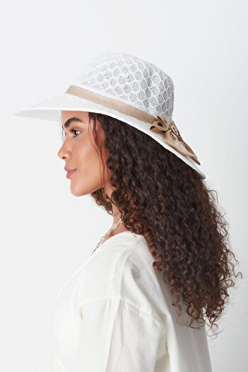 C&City Mercerized T24740-04 Model Beach Hat - White
