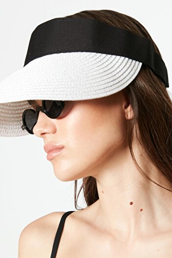 C&City Velcro Visor Straw Beach Hat Y8202 White