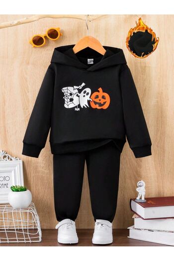 Sweetline Μαύρο Σετ Παιδική Φόρμα Halloween Printed - με κουκούλα