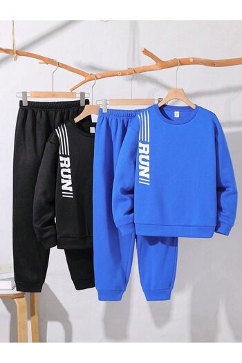 Sweetline Παιδική αθλητική φόρμα 2 τεμαχίων Black Sax Blue - Crew Neck