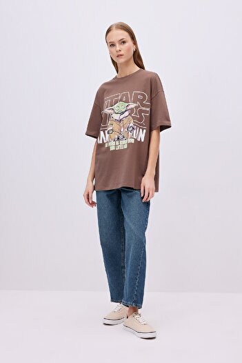 DeFacto Star Wars Patterned Unisex Oversize T-shirt - Crew Neck, Short Sleeve C3797ax24sm