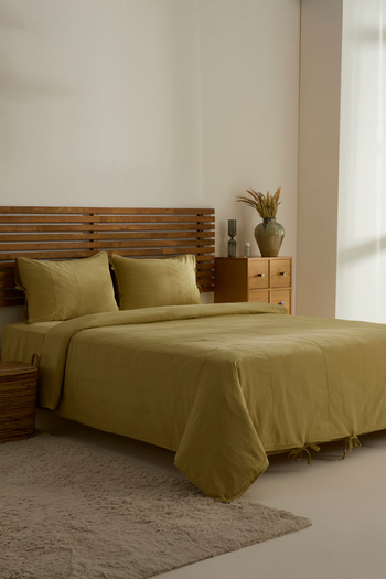 Karaca Home Carmine 100% Cotton Double Duvet Cover Set Green