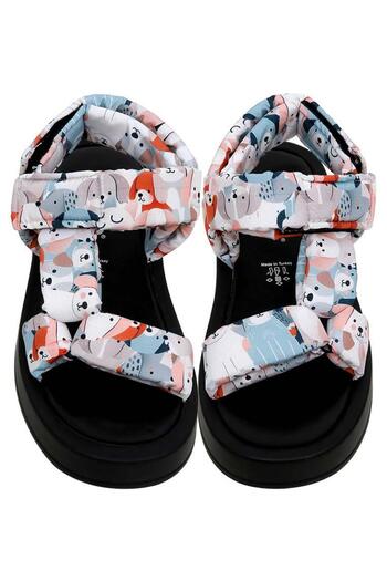 Dogo Women's Vegan Leather Multicolor Thick Sole Sandals - Puppy Eyes Design